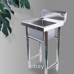 1 Commercial Sink Stainless Steel Utility Sink 1 Compartment Washing Hand Basin