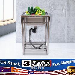 1 Compartment Commercial Single Bowl Hand Wash Sink Basin Freestanding Sink