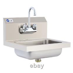 14 NSF Commercial Utility Basin Wall Mount Hand Wash Sink Restaurant Stainless