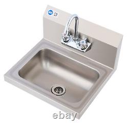 14 NSF Commercial Utility Basin Wall Mount Hand Wash Sink Restaurant Stainless
