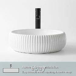 16.5'' Round Bathroom Vessel Sink Modern Counter Porcelain Ceramic Washing Bowl