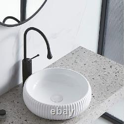 16.5'' Round Bathroom Vessel Sink Modern Counter Porcelain Ceramic Washing Bowl