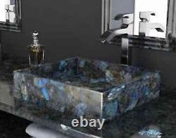 17 x 12 Handmade Wash Basin Sink Labradorite Stone Bathroom / Kitchen Decor