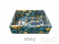 18 x 12 Blue & yellow Agate Sink / Wash Basin Gemstones work Home Decor