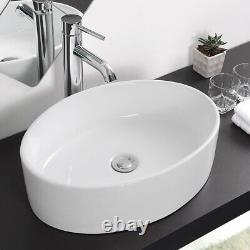 2 Pcs Oval Bathroom Vessel Sink Ceramic Wash Basin Drain Above Counter Porcelain