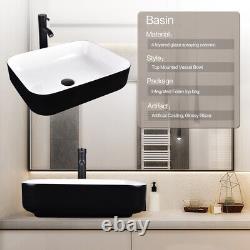 20'' Bathroom Vessel Sink Ceramic Wash Basin Bowl with ORB Faucet Pop Drain Combo