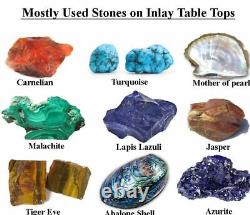 21 Inches Lapis Lazuli Stone Overlay Work Powder Room Sink Marble Wash Basin