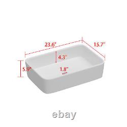 23'' Bathroom Wash Basin Sink Resin Tap Hole Invert Trapezoid Easy Clean Modern