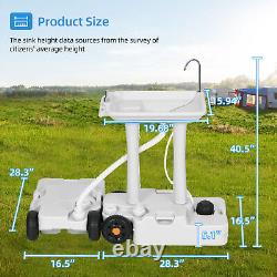 30 L Portable Wash Sink Camping Washing Station Hand Wash Basin Stand with Wheels