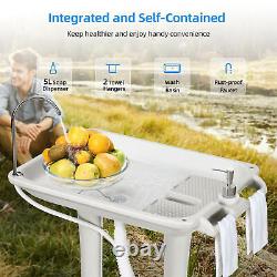 30 L Portable Wash Sink Camping Washing Station Hand Wash Basin Stand with Wheels