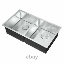 32''x18''x9'' Double Bowl Undermount Kitchen Sink 304 Stainless Steel Wash Basin