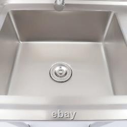 39 Kitchen Sink Basin+Faucet+Washing Platform Table Drainboard Stainless Steel