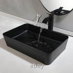 Artificial Stone Wash Basin Round Sink Black&White Bathroom Sinks Mixer Faucet