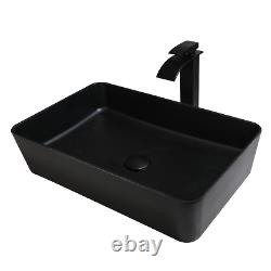 Artificial Stone Wash Basin Round Sink Black&White Bathroom Sinks Mixer Faucet