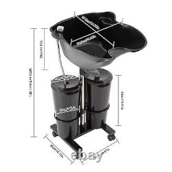 Backwash Shampoo Bowl Basin Portable Hairdress Spa Salon Hair Washing Sink Black