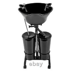 Backwash Shampoo Bowl Basin Portable Hairdress Spa Salon Hair Washing Sink Black