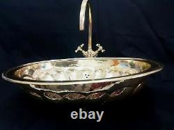 Bathroom Brass Oval Sink wash basin with brass faucet Oval Solid Brass Sink