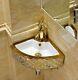 Bathroom Corner Sink Wall Mounted Wall Hanging Porcelain Ceramic Wash Basin Gold