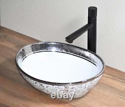 Bathroom vessel sink above counter ceramic porcelain wash basin Silver E283