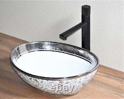 Bathroom vessel sink above counter ceramic porcelain wash basin Silver E283