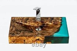 Beautiful Natural Epoxy Wooden Sink, Epoxy Wash Basin, Wooden sink wash basin