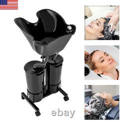 Black Portable Backwash Shampoo Bowl Basin Hairdress Spa Salon Hair Washing Sink