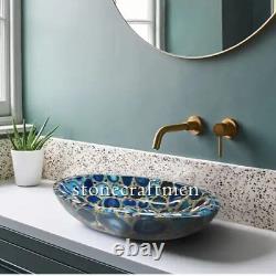Blue Agate Sink Wash Basin, Bathroom Accessories Hand Wash Sink Counter Decors