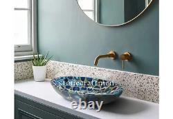 Blue Agate Sink Wash Basin, Bathroom Accessories Hand Wash Sink Counter Decors