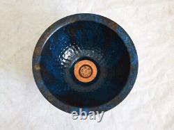 Blue Aged Patina Hammered Copper Bathroom Sink Wash Basin Bowl Toilet Washbowl