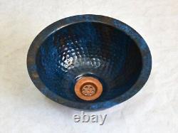 Blue Aged Patina Hammered Copper Bathroom Sink Wash Basin Bowl Toilet Washbowl