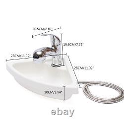 Boat Caravan RV Camper Corner Sink With Faucet Kit Wash Basin Triangular Sink US