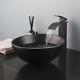 Ceramic Bathroom Round Vessel Sink Round Washing Basin Bowl Waterfall Mixer Tap