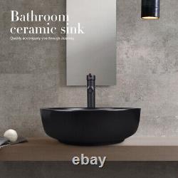Ceramic Bathroom Vessel Sink Basin Countertop Wash Bowl Faucet Pop up Drain Set