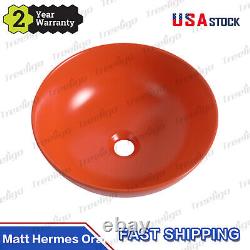 Ceramic Countertop Art Wash Basin, Vessel Sink Matt Hermes Orange