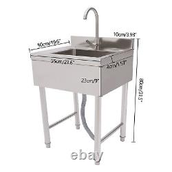 Commercial Catering Kitchen Sink Stainless Steel 1 Bowl Wash Basin Drain Faucet