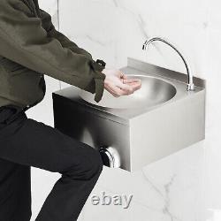 Commercial Catering Stainless Hand Wash Basin Knee Operated Sink With Faucet New