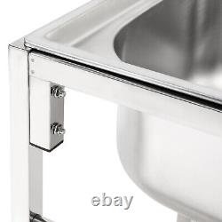 Commercial Hand Wash Sink Single Bowl Basin Stainless Steel Freestanding +Faucet