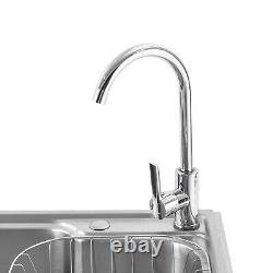 Commercial Single Bowl Stainless Steel Hand Wash Sink Basin Freestanding +Faucet