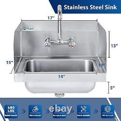 Commercial Stainless Steel Hand Wash Washing Wall Mount Sink Kitchen Basin New