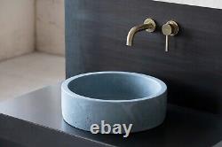 Concrete vanity sink Round wash basin Blue