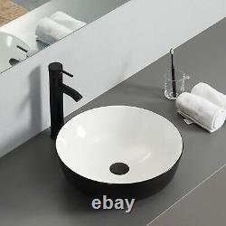 ELECWISH Bathroom Ceramic Vessel Sink Basin Bowl Wash Faucet Pop Up Drain Combo