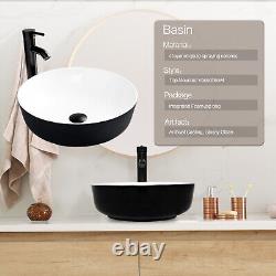 ELECWISH Bathroom Ceramic Vessel Sink Basin Bowl Wash Faucet Pop Up Drain Combo