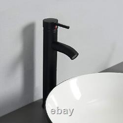 ELECWISH Bathroom Ceramic Vessel Sink Basin Bowl Wash Faucet Pop Up Drain Combo