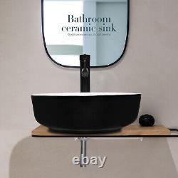 ELECWISH Bathroom Ceramic Vessel Sink Basin Bowl Wash Faucet Pop Up Drain Combo