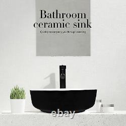 ELECWISH Bathroom Ceramic Vessel Sink Basin Bowl Wash Faucet Pop Up Drain Combo