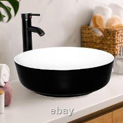 ELECWISH Bathroom Ceramic Vessel Sink Basin Bowl Wash Faucet Pop Up Drain Combo