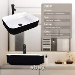 ELECWISH Bathroom Sink Ceramic Vessel Sink Basin Washing Bowl and Faucet Combo