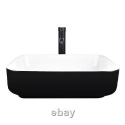 ELECWISH Bathroom Sink Ceramic Vessel Sink Basin Washing Bowl and Faucet Combo