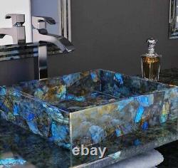 Elegant Labradorite Gemstone Sink, Labradorite Wash Basin, For Luxury Bathrooms