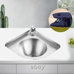 For RV Caravan Camper Kitchen Sink with Faucet Stainless Steel Hand Wash Basin